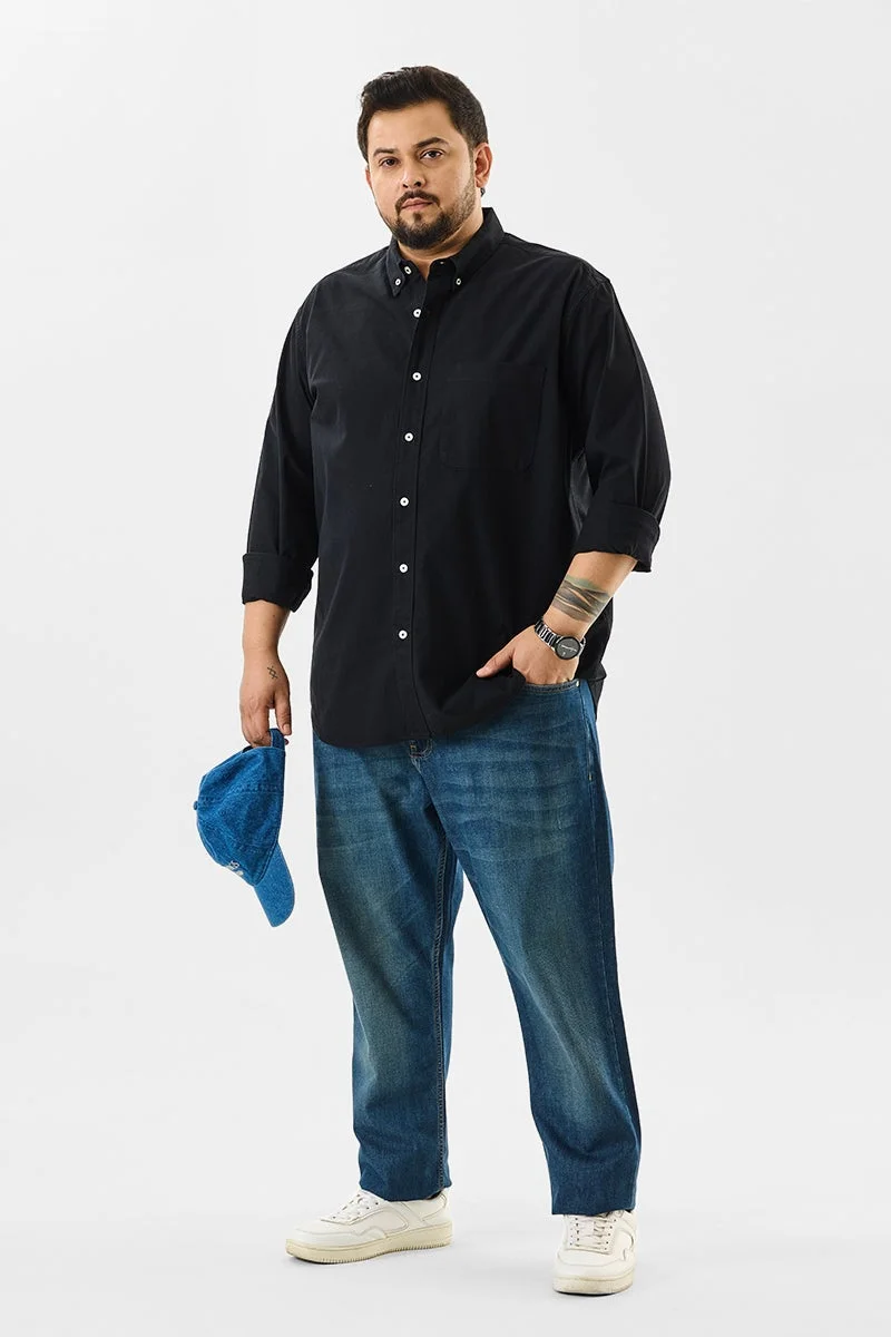 سنيتش Lucia Black Plain Plus Size Shirts