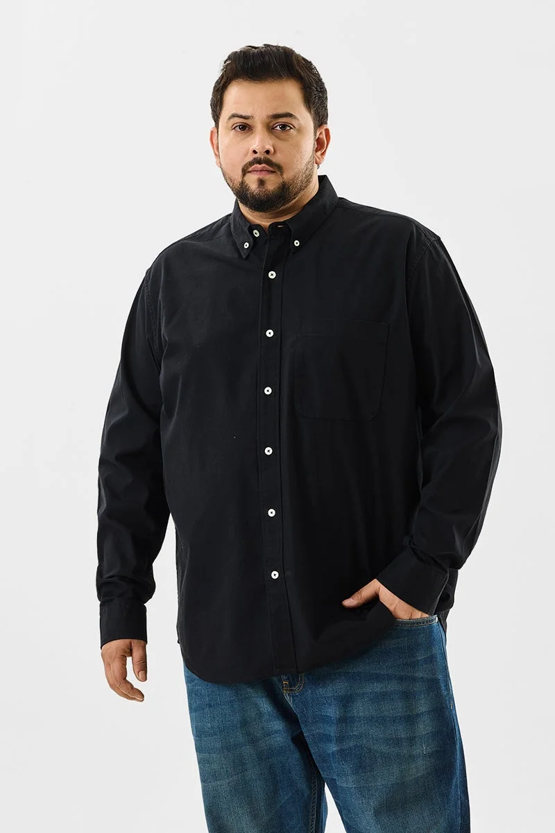 سنيتش Lucia Black Plain Plus Size Shirts