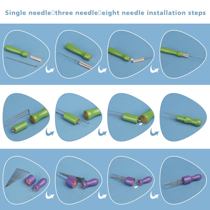 kdafio 74 Needle Felting Tools, Needle Felting Kit with Hand Carders Wooden Wool Carders Needle Felting with Needle Leather Finger Protector for DIY Felting Wool Projects - Image 3