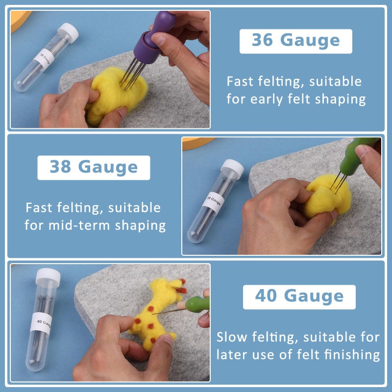 kdafio 74 Needle Felting Tools, Needle Felting Kit with Hand Carders Wooden Wool Carders Needle Felting with Needle Leather Finger Protector for DIY Felting Wool Projects - Image 5