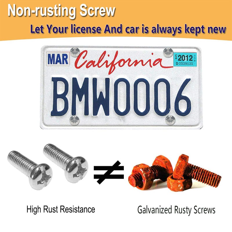 BGGTMO Chrome License Plate Screw Caps-Gloss Finish Screw Covers and License Plate Bolts, Rust Resistant License Plate Frames Hardware, Machine Plate Bolt Fastener Kits - Image 5