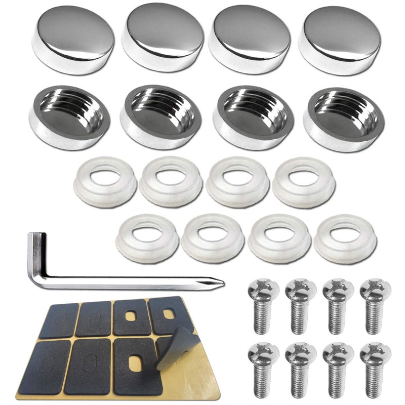 BGGTMO Chrome License Plate Screw Caps-Gloss Finish Screw Covers and License Plate Bolts, Rust Resistant License Plate Frames Hardware, Machine Plate Bolt Fastener Kits - Image 1