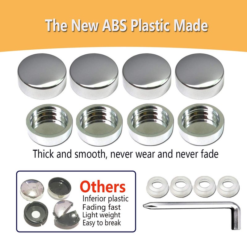 BGGTMO Chrome License Plate Screw Caps-Gloss Finish Screw Covers and License Plate Bolts, Rust Resistant License Plate Frames Hardware, Machine Plate Bolt Fastener Kits - Image 2
