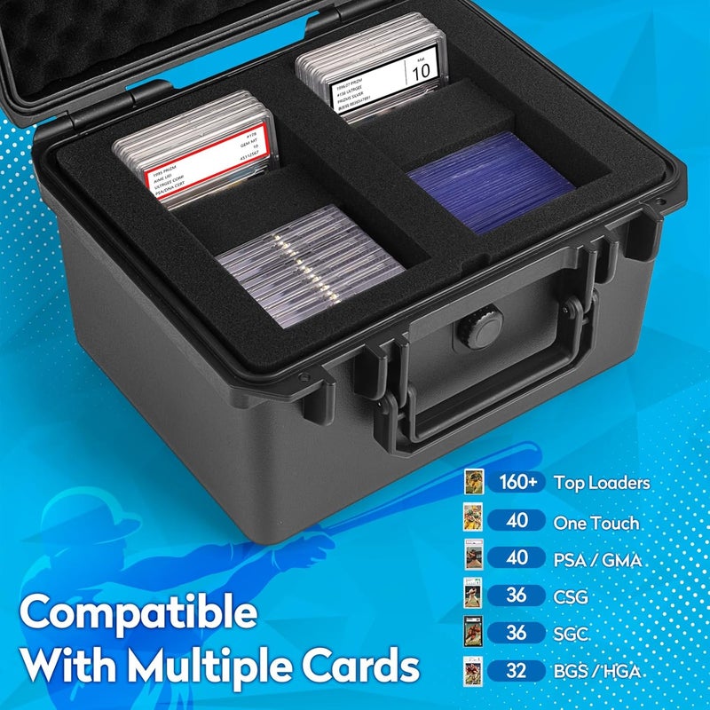 Eligara Graded Card Storage Box, PSA Slab Case Holder Compatible with 40 Graded Cards, Top Loader Storage Hard Cases, Waterproof Trading Card Storage Boxes for Top Loaders, Sports Card, One Touch - Image 4