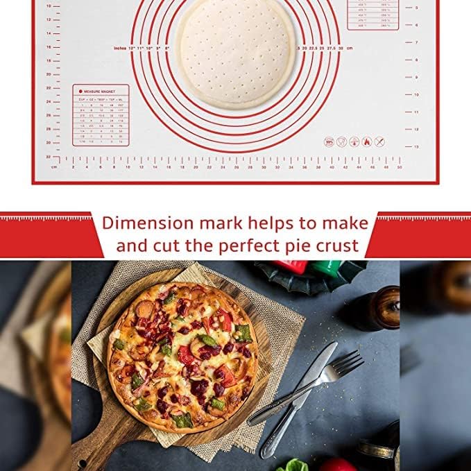 BYRM Silicone Pastry Mat Extra Thick with Measurements Large 60Cm X 40Cm Baking Mat NonSlip BPA Free Fondant Mat Counter Mat Oven Liner Pie Crust Mat NonStick Dough mat Pastry Mat Multicolor - Image 3