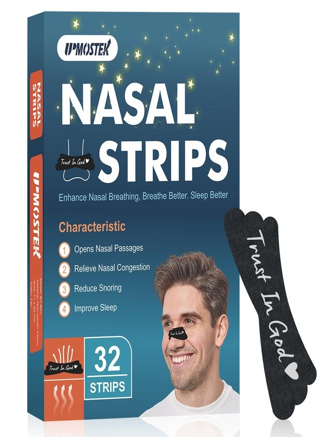 UPMOSTEK Nasal Strips for Snoring - Extra Strength Nose Strips for Breathing - Nose Tape for Sport, Work and Sleep - Anti Snoring Strips Help Stop Snoring(Black-32PCS) - Image 1