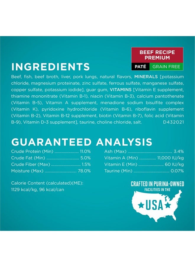 Purina ONE Purina ONE Grain Free, Natural Pate Wet Cat Food Variety Pack, Beef, Chicken and Ocean Whitefish Recipes - (2 Packs of 12) 3 oz. Pull-Top Cans  - Image 4