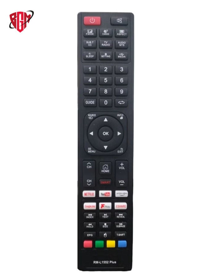 BGM JVC Smart TV Remote - Replacement Remote Control For JVC Smart LCD LED TVs with Netflix, Prime Video, YouTube, Google Play, FreeView Play & ESHARESmart Short keys 