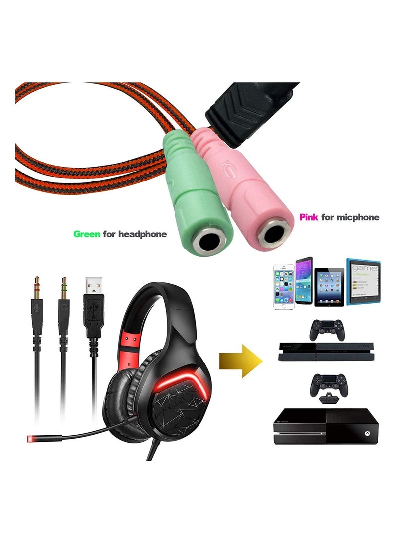 Y&D Headset 3.5mm Female to 2 Male Y Splitter Cable for PC Jack Headphones Adapter Convertors Simultaneously with Headphone Audio/Microphone Transform Computer (2 1 Male) - Image 2