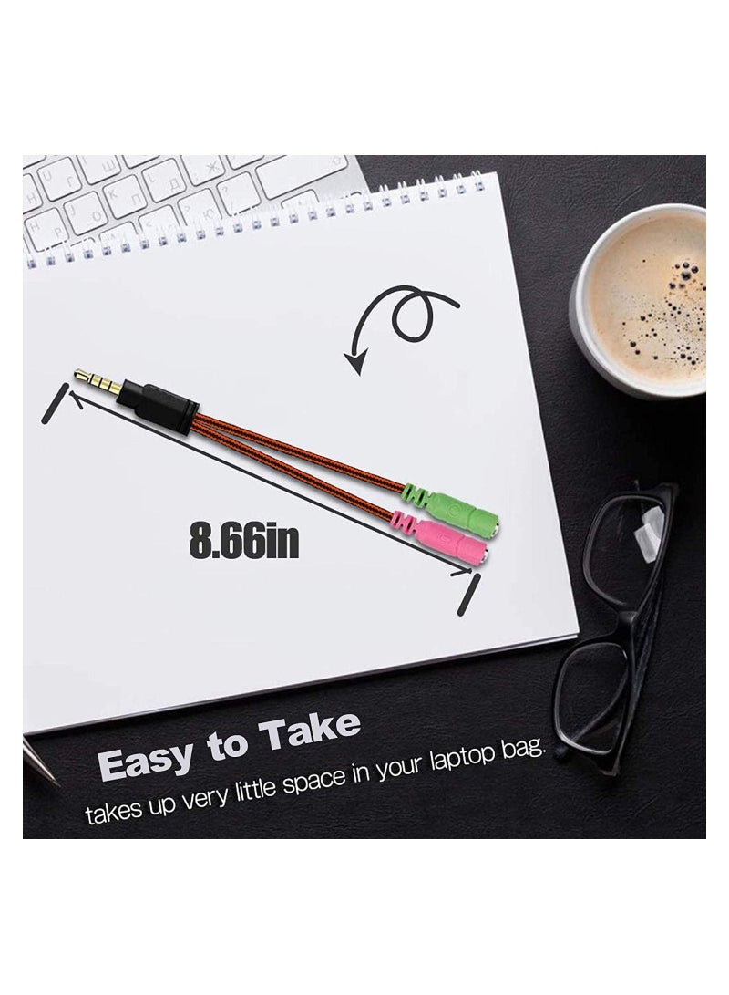 Y&D Headset 3.5mm Female to 2 Male Y Splitter Cable for PC Jack Headphones Adapter Convertors Simultaneously with Headphone Audio/Microphone Transform Computer (2 1 Male) - Image 5