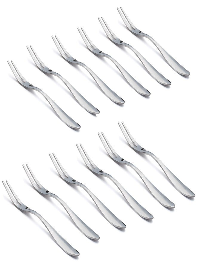 Petals Heavy Fruit Fork – Stainless Steel Dessert & Fruit Fork 11.5cm Length, Set of 12 (Silver) - Image 1