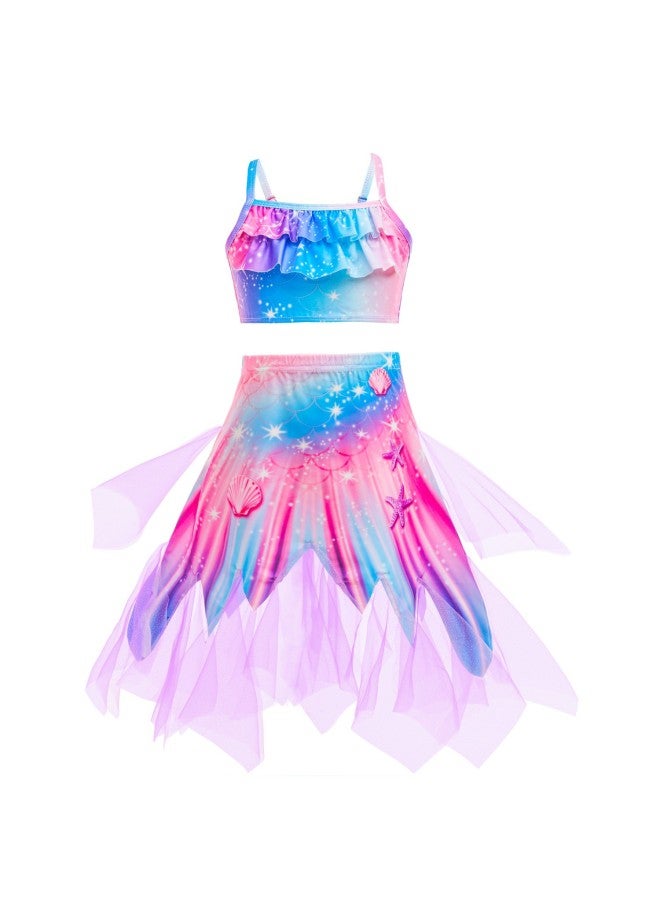 Mermaid Costume Dress - Girls Mermaid Fishtail Costume Dress - Cx62 (three-piece set), 130 - Princess Dress Up, Halloween Cosplay, Fancy Party Wear, Birthday Costume, Fantasy Outfit Swimsuit - Image 5