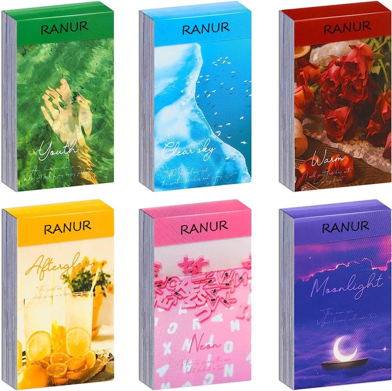 RANUR Enchanting 6 Set Washi Stickers Book Life with Vintage Stickers for Scrapbook Aesthetics Perfect for Journaling and TravelThemed 300 Sheets 50 PIECES 6