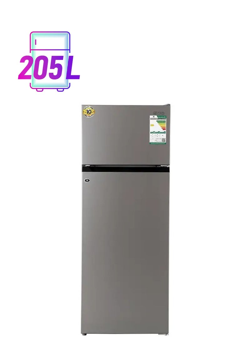 GENERAL SUPREME - General Supreme Top Mount 2doors Refrigerator, ICE-COOLING, (205Ltrs, 7.2CuFt) Silver, GSDF205S - Image 1