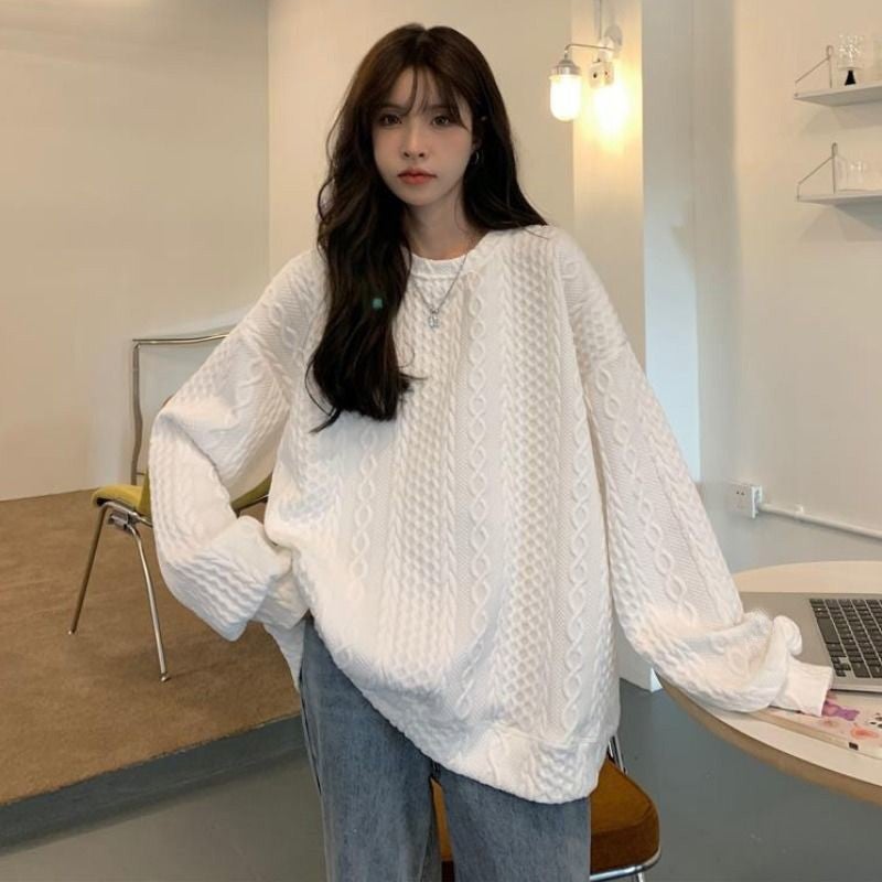 Womens Sweatshirt Design Sense Niche 2023 New Spring and Autumn oversize Loose Korean Hood Jacket Womens Top White
