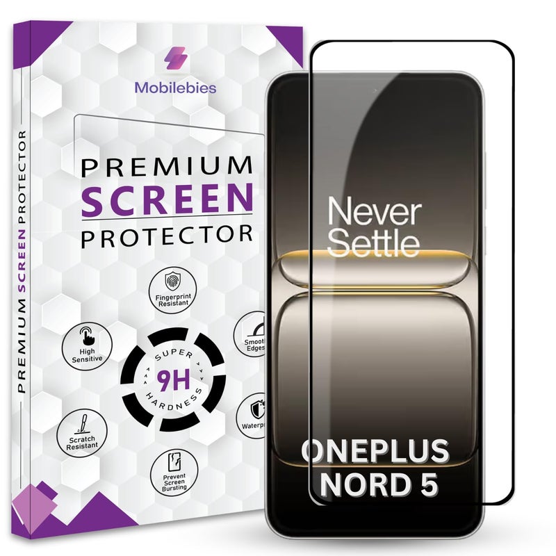 Mobilebies Premium Tempered Glass Screen Protector Guard For Oneplus Nord 5 5G (6.83 Inch, Pack of 1) | Scratch Resistant Edge to Edge Coverage With Easy to installation kit - Image 1