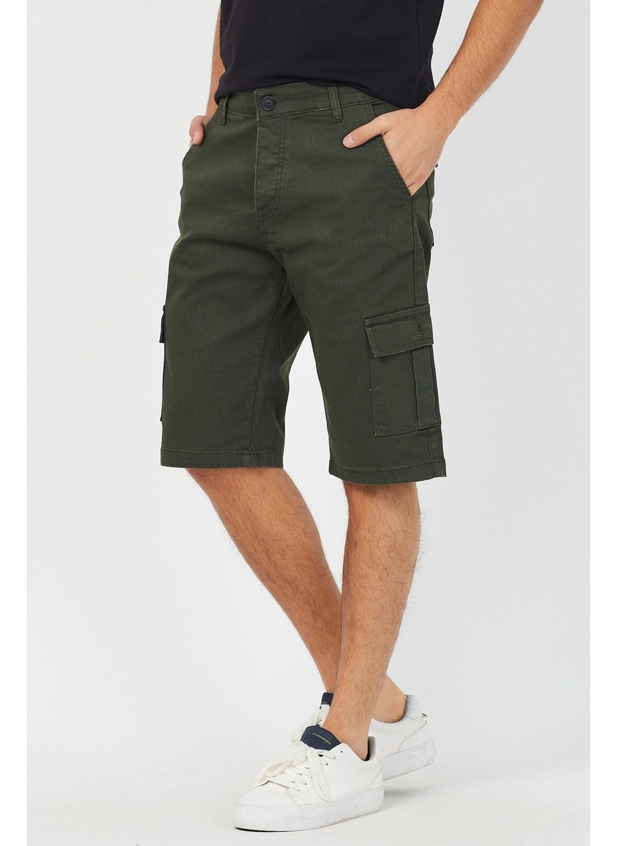 Cool Tarz - Cool Style Men's Khaki Cargo Pocket Lycra Shorts - Image 1