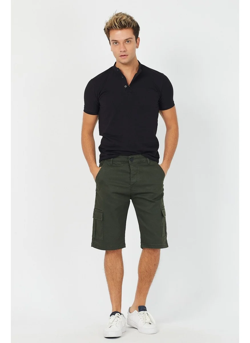 Cool Tarz Cool Style Men's Khaki Cargo Pocket Lycra Shorts