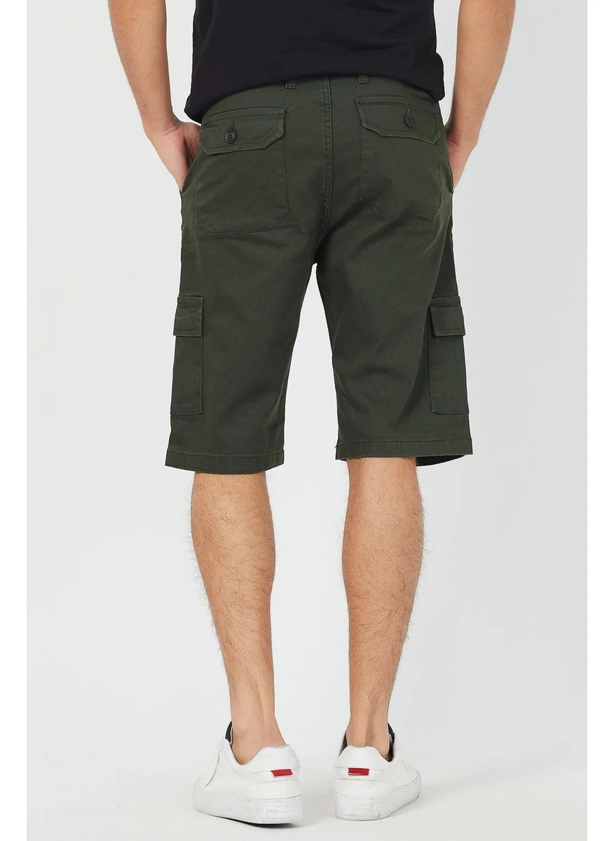 Cool Tarz Cool Style Men's Khaki Cargo Pocket Lycra Shorts