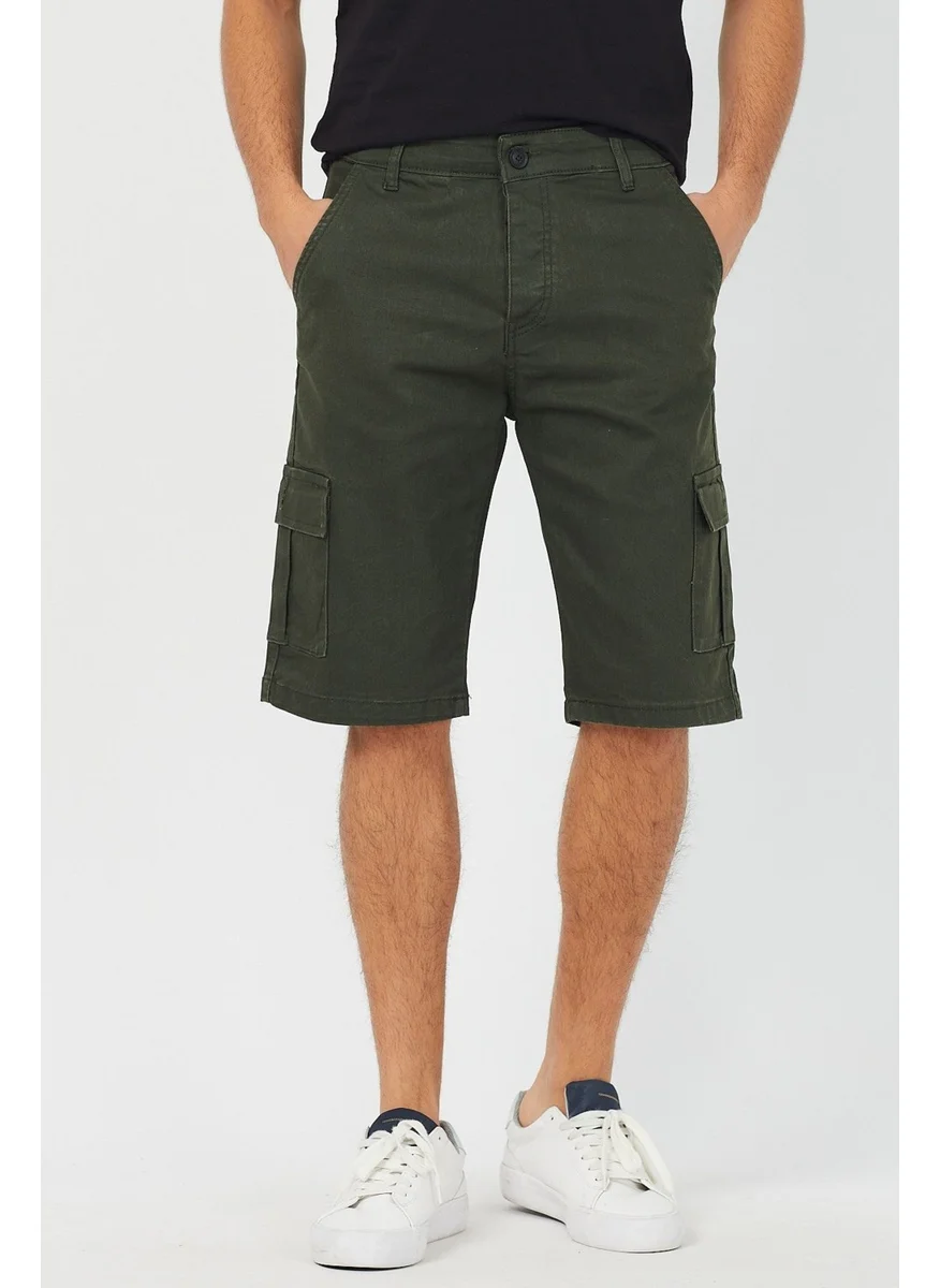 Cool Tarz Cool Style Men's Khaki Cargo Pocket Lycra Shorts