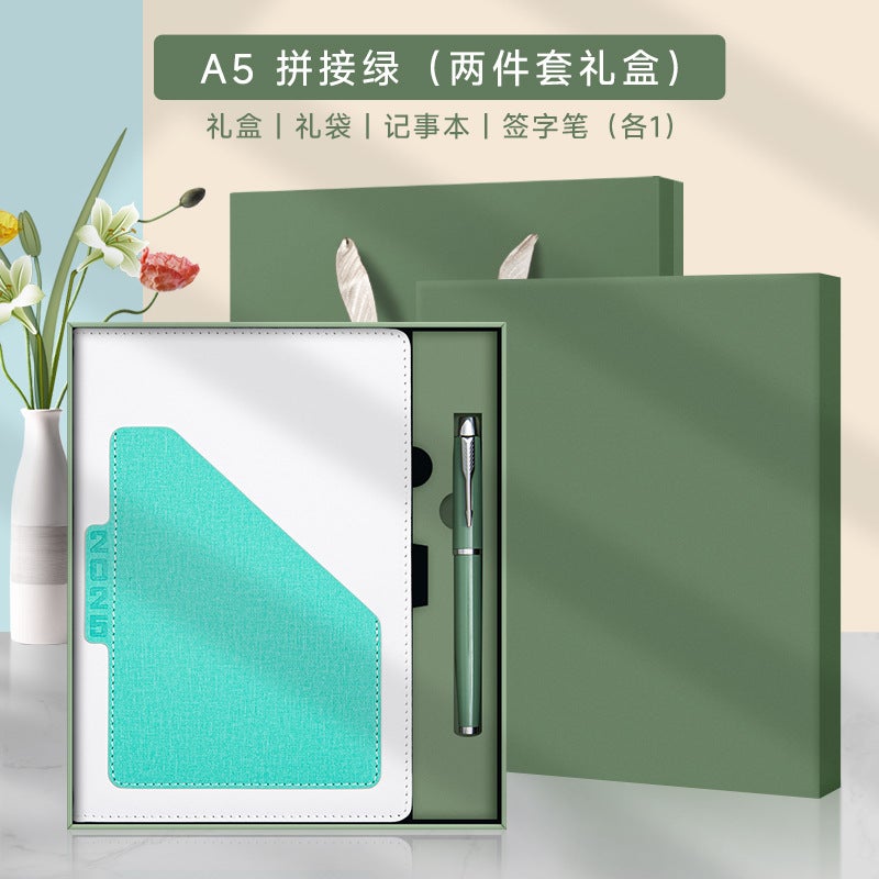 Generic A5 Hard Surface Pu Colorblock Notebook Gift Box Suit ...