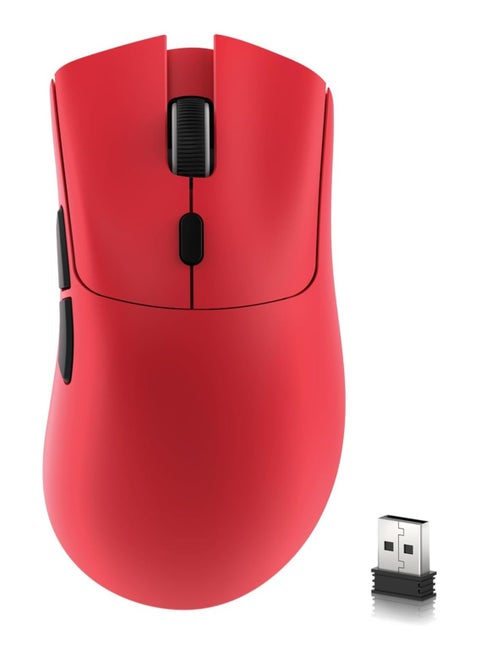 ATTACK SHARK R1 Wireless Gaming Mouse,Tri-Mode Connection (2.4G/Wired/BT5.2),55g Lightweight,18K DPI Optical Sensor,HUYU 20 Million Key Life,Ergonomic Design,for PC/Laptop/Win/Mac(Red)
