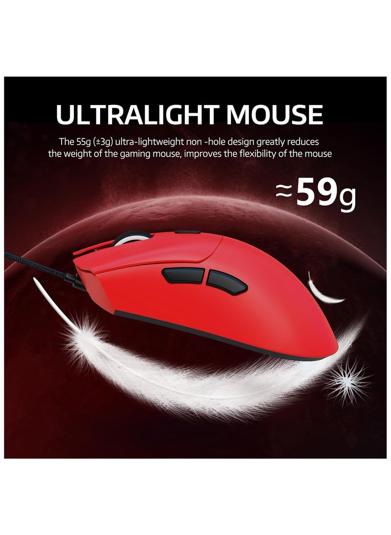 Attack Shark - ATTACK SHARK R1 Wireless Gaming Mouse,Tri-Mode Connection (2.4G/Wired/BT5.2),55g Lightweight,18K DPI Optical Sensor,HUYU 20 Million Key Life,Ergonomic Design,for PC/Laptop/Win/Mac(Red) - Image 1