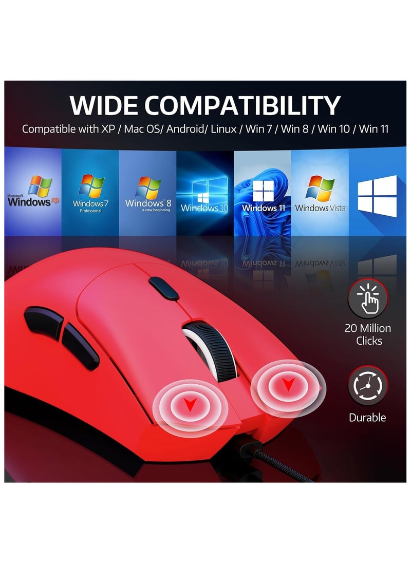 Attack Shark - ATTACK SHARK R1 Wireless Gaming Mouse,Tri-Mode Connection (2.4G/Wired/BT5.2),55g Lightweight,18K DPI Optical Sensor,HUYU 20 Million Key Life,Ergonomic Design,for PC/Laptop/Win/Mac(Red) - Image 1