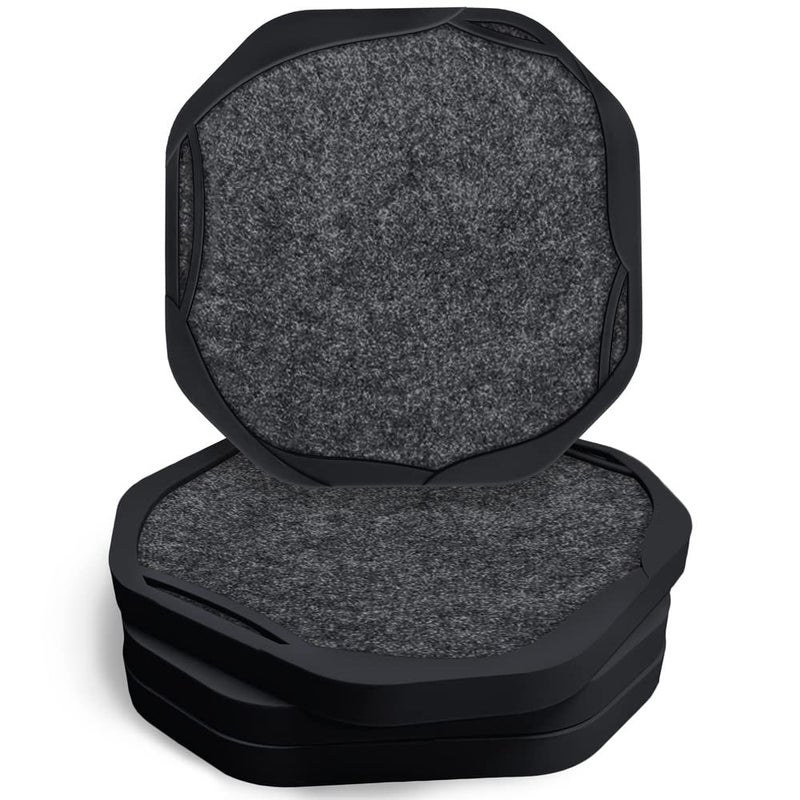 UMIRRO Black Coasters for Drinks for Tabletop Protection with Super Absorbent Felt Pad  Cool Coasters for Wooden Coffee Table  Unique Modern Cup Coasters for Farmhouse  Bar  Office Home  Set of 4 - Image 1