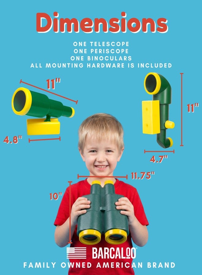 Barcaloo Playhouse Accessories for Kids, Outdoors Playground Sets for Backyards with Telescope, Periscope & Pirate Playset Binoculars Attachments, Backyard Treehouse, Jungle Gym and Swing Set - Image 2