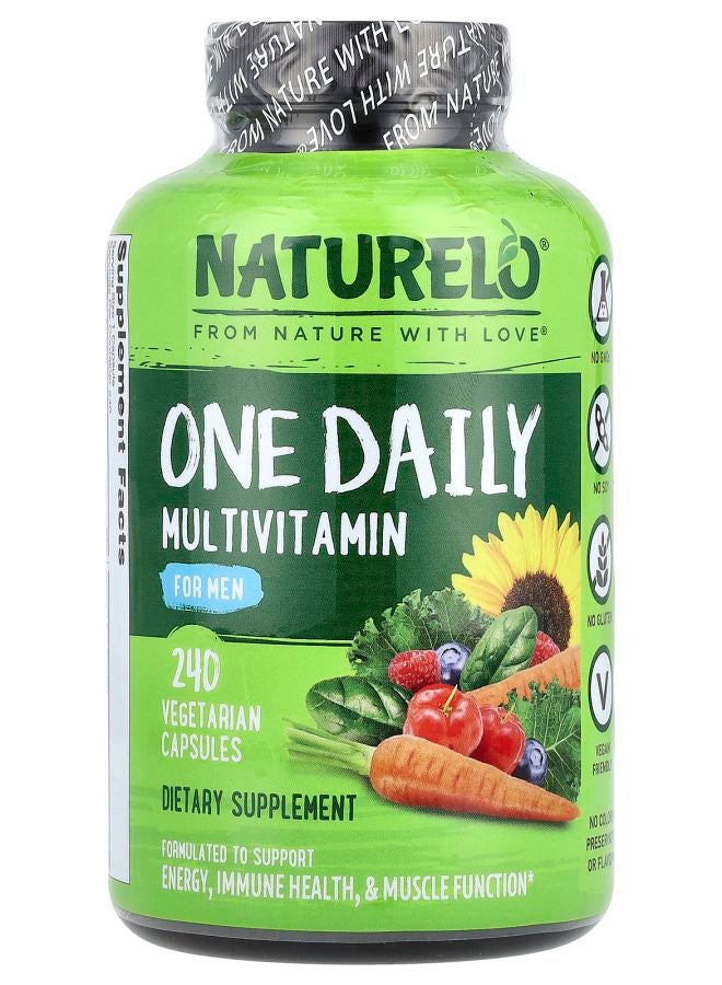 NATURELO Premium Supplements One Daily Multivitamin For Men 240 Vegetarian Capsules 