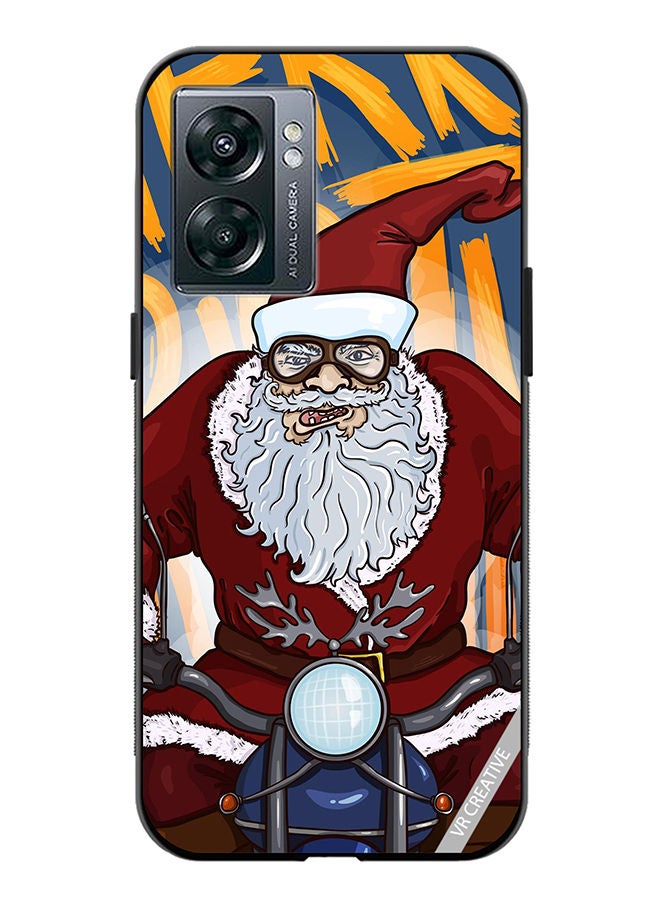 VR CREATIVE Protective Case Cover For OnePlus Nord N300 Cartoon Christmas Postcard Santa Claus On Motorcycle Design Multicolour - Image 1