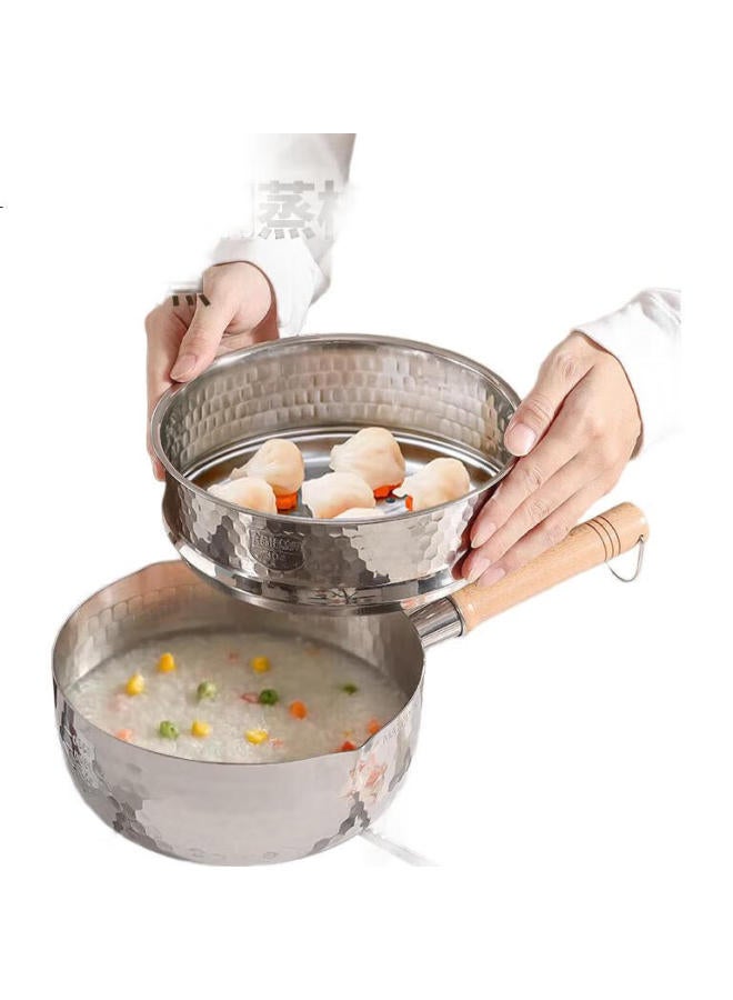 MAX COOK Maxcook Snowflake Pot, Hammered Stainless Steel Milk Pot Steamer Pot With Two Layers, Soup Pot Baby Food Pot, Compatible With Stove Mcj4527 - Image 2