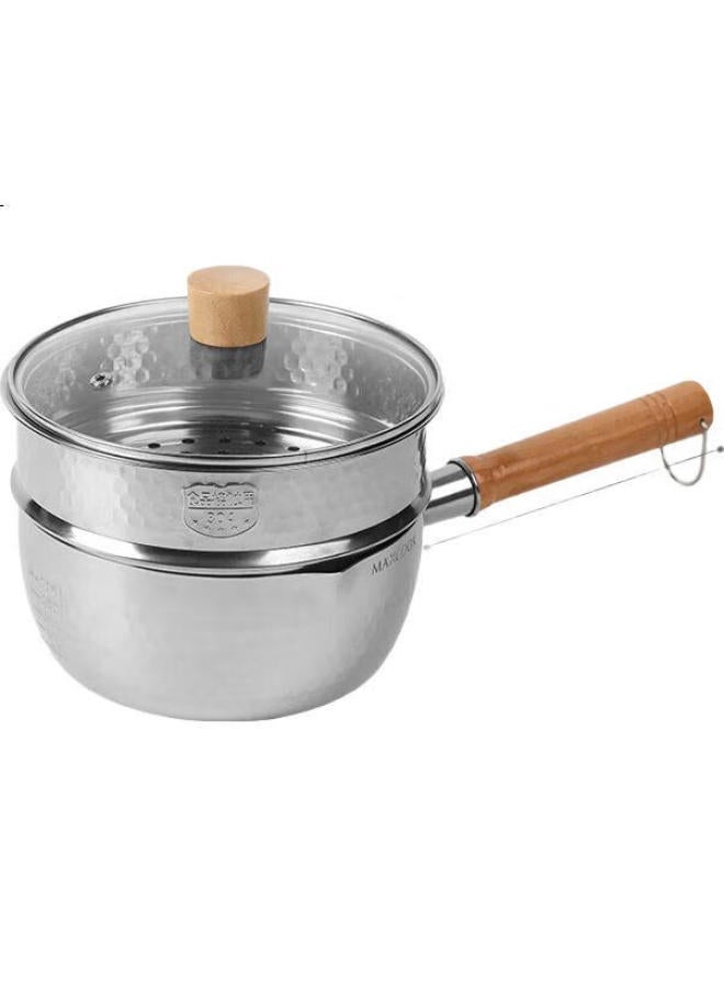 MAX COOK Maxcook Snowflake Pot, Hammered Stainless Steel Milk Pot Steamer Pot With Two Layers, Soup Pot Baby Food Pot, Compatible With Stove Mcj4527 - Image 1