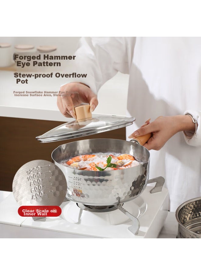 MAX COOK Maxcook Snowflake Pot, Hammered Stainless Steel Milk Pot Steamer Pot With Two Layers, Soup Pot Baby Food Pot, Compatible With Stove Mcj4527 - Image 3
