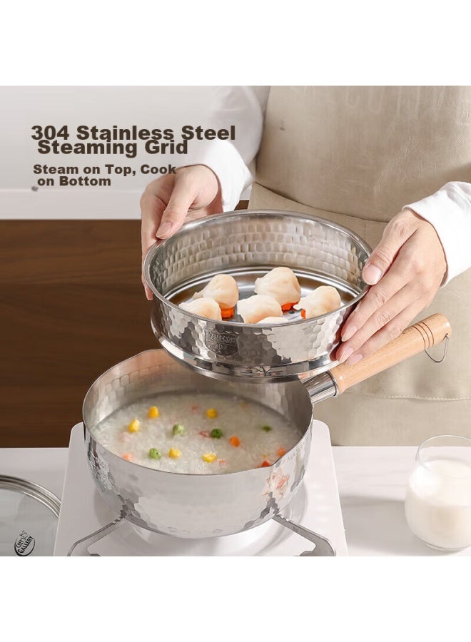 MAX COOK Maxcook Snowflake Pot, Hammered Stainless Steel Milk Pot Steamer Pot With Two Layers, Soup Pot Baby Food Pot, Compatible With Stove Mcj4527 - Image 2