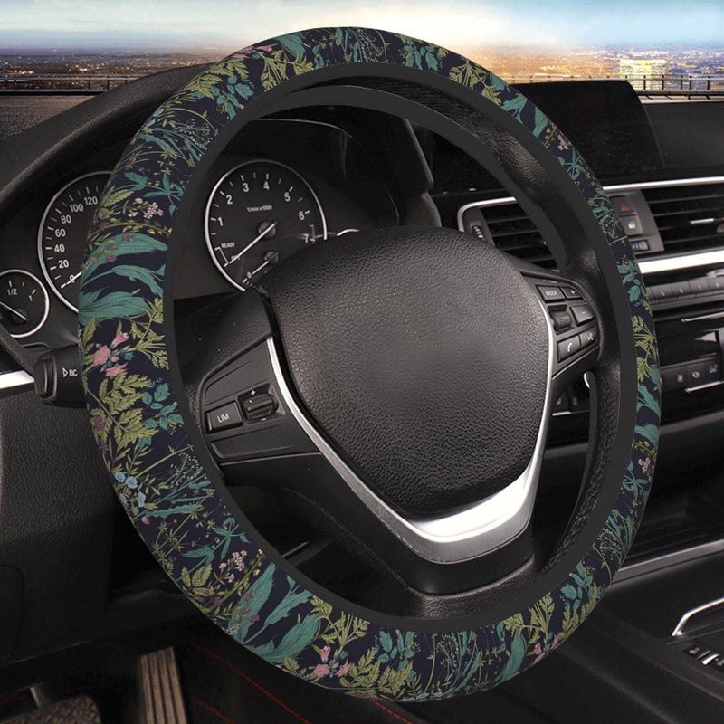 CTVSLFU Steering Wheel Cover Universal Fit Car Interior Accessories for Women 15 Inch Breathable Anti Slip Odorless Neoprene Steering Wheel Cover for Car Decor Protector - Vintage Daisy Dandelion Flower 012 - Image 1