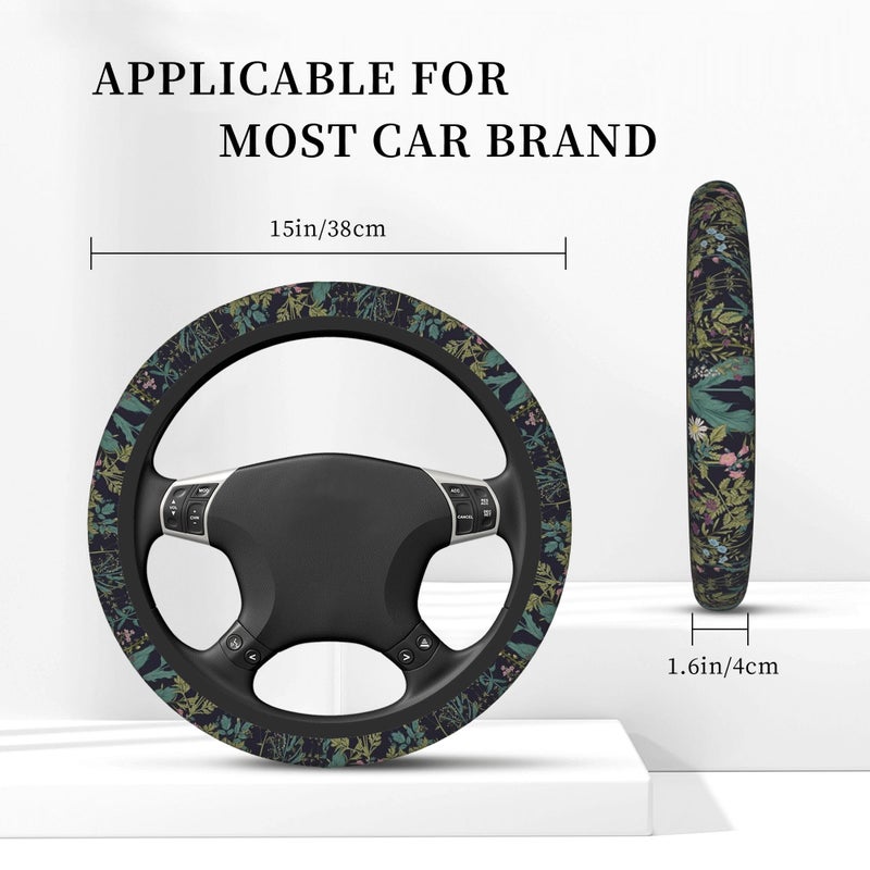 CTVSLFU Steering Wheel Cover Universal Fit Car Interior Accessories for Women 15 Inch Breathable Anti Slip Odorless Neoprene Steering Wheel Cover for Car Decor Protector - Vintage Daisy Dandelion Flower 012 - Image 3