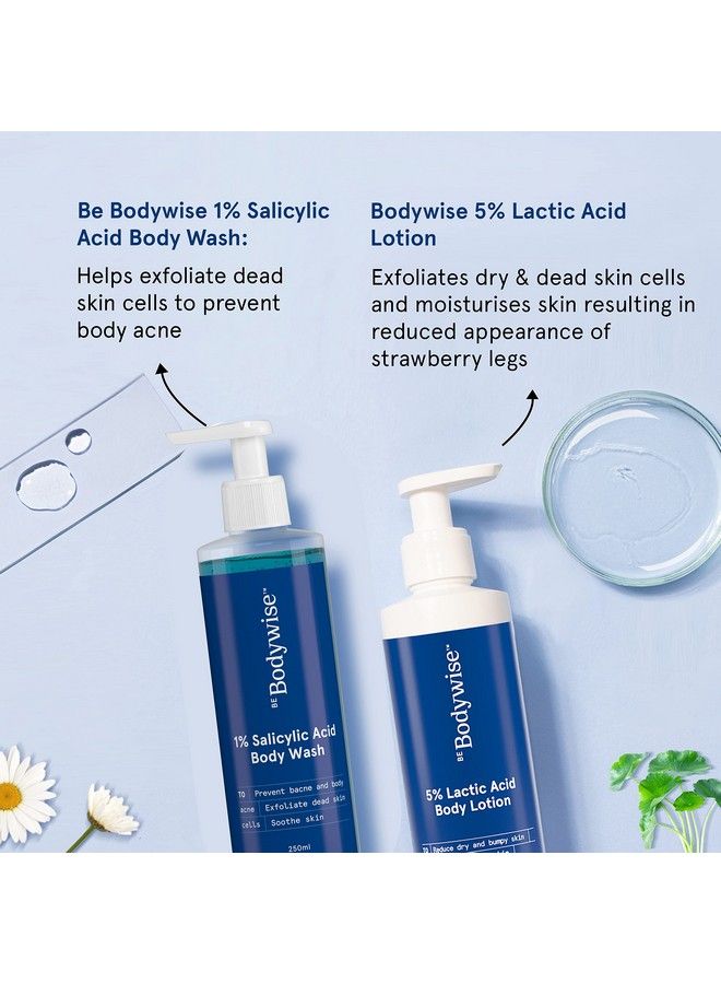 Be Bodywise 1% Salicylic Acid Bodywash 375 Ml With Loofah & 5% Lactic Acid Lotion 200 Ml For Women ; Helps To Prevent Body Acne Cleanses Skin & Nourishes Skin ; Paraben And Sls Free - Image 3