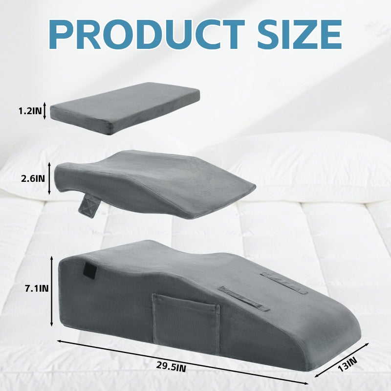 ROYALAY Adjustable Leg Elevation Pillows for After Surgery, Leg Wedge Pillow After Knee Replacement Post Surgery with Machine Washable Cover, Height Adjustable Knee Wedges - Image 2