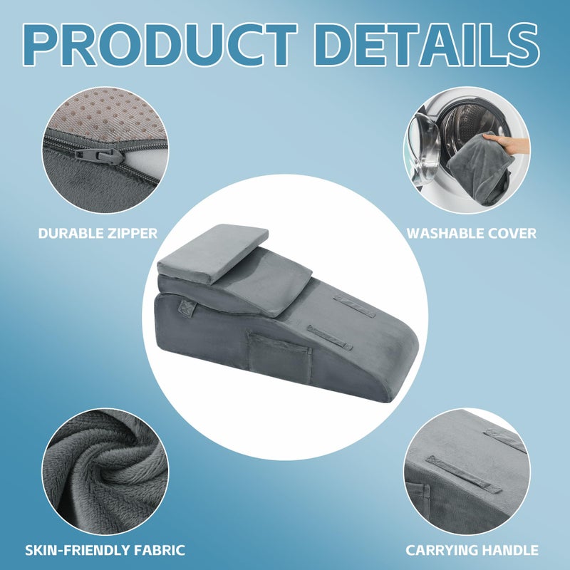ROYALAY Adjustable Leg Elevation Pillows for After Surgery, Leg Wedge Pillow After Knee Replacement Post Surgery with Machine Washable Cover, Height Adjustable Knee Wedges - Image 4