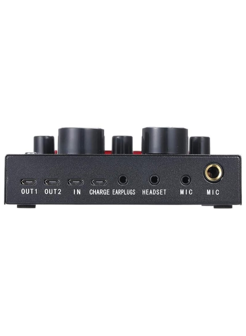 V8 Multifunctional Live Sound Card USB Audio Interface Intelligent Volume Adjustable Audio Mixer Sound Card for Recording Hosting Speech  - Image 5