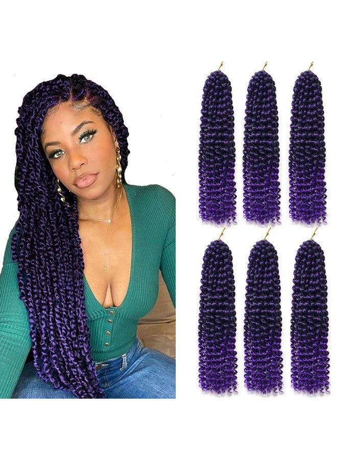 YOROSTAR 6 Packs Passion Twists Hair 18Inch Ombre Purple Water Wave Crochet Hair Synthetic Crochet Hair Passion Twist Long Bohemian Locs Braiding Hair Extensions (T1B/Purple 18 6 Packs) - Image 1