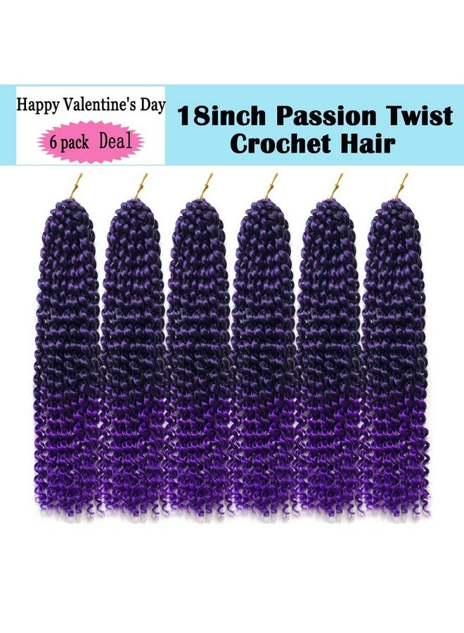 YOROSTAR 6 Packs Passion Twists Hair 18Inch Ombre Purple Water Wave Crochet Hair Synthetic Crochet Hair Passion Twist Long Bohemian Locs Braiding Hair Extensions (T1B/Purple 18 6 Packs) - Image 2