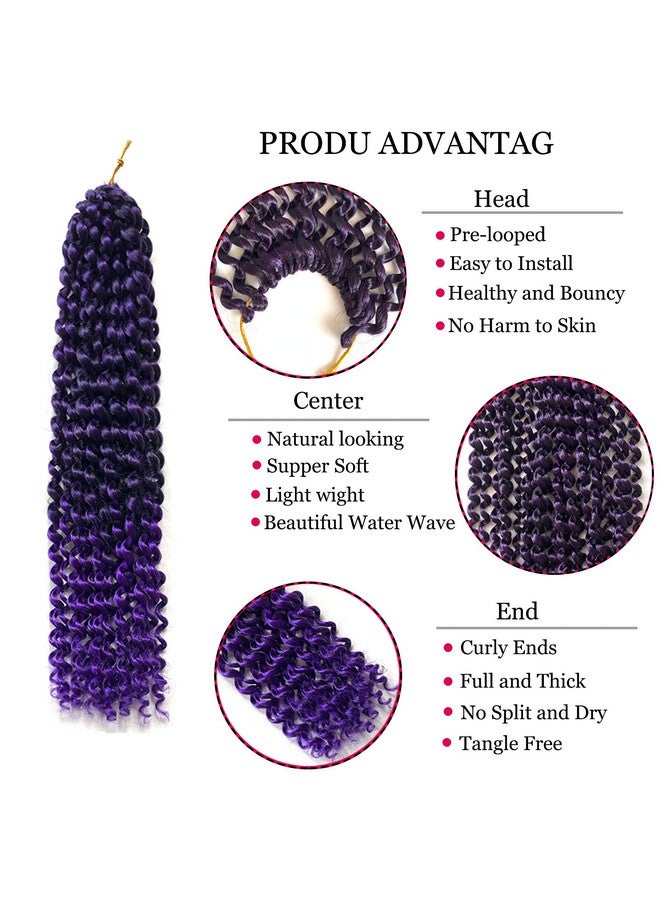 YOROSTAR 6 Packs Passion Twists Hair 18Inch Ombre Purple Water Wave Crochet Hair Synthetic Crochet Hair Passion Twist Long Bohemian Locs Braiding Hair Extensions (T1B/Purple 18 6 Packs) - Image 4