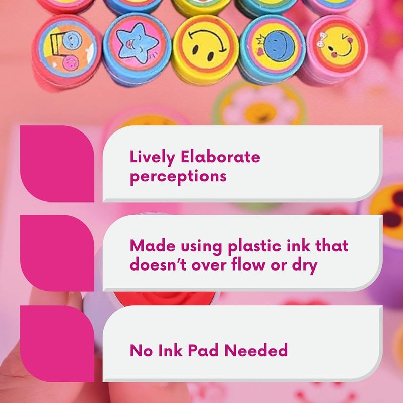 Oytra Oytra Emoji Stamps for Kids Set of 10 Stationery Rubber Self Inking Stamp for Smile Reward Appreciation Motivation Teachers Students Scrapbooking Art Craft Birthday Gift - Image 3