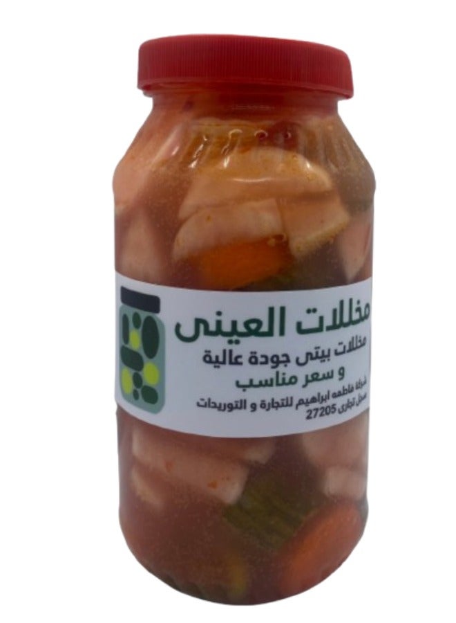 A jar of mixed pickles, weighing one kilo