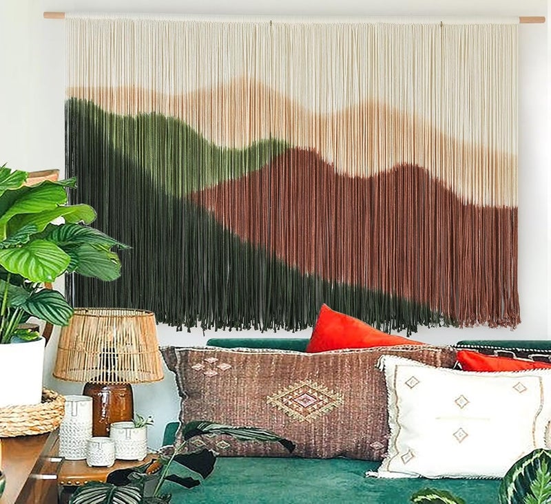 IOWER Macrame Wall Hanging Large Boho Tapestry Mountain Landscape Wall Art Handmade Rope Wall Decor for Living Room Bedroom Apartment Dorm57 W x 35" L - Image 2