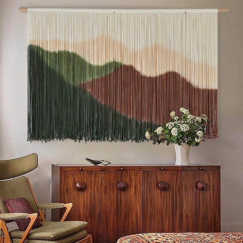 IOWER Macrame Wall Hanging Large Boho Tapestry Mountain Landscape Wall Art Handmade Rope Wall Decor for Living Room Bedroom Apartment Dorm57 W x 35" L - Image 4