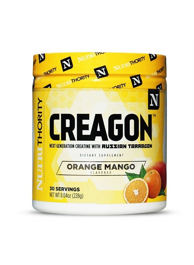 Creagon Next Generation Creatine, Orange Mango, 30 Servings - Improve Muscle Recovery, Russian Tarragon Infused Creatine Post Workout Drink - Build Muscle, Strength, and Gains